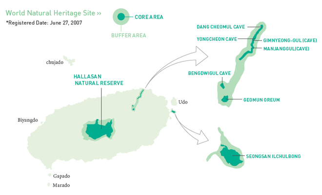 Peta Situs Warisan Alam UNESCO di Pulau Jeju